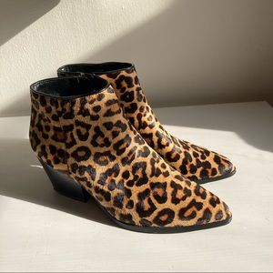 Bleecker and Bond Pony Hair Leopard Print Bootie Size 8.5